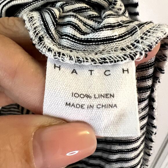 Hatch Malley Maternity Striped Linen Mini Dress One Size Black White - Picture 4 of 8